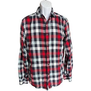 Mens Selected Homme Button Down Plaid Flannel Shirt - Sz L